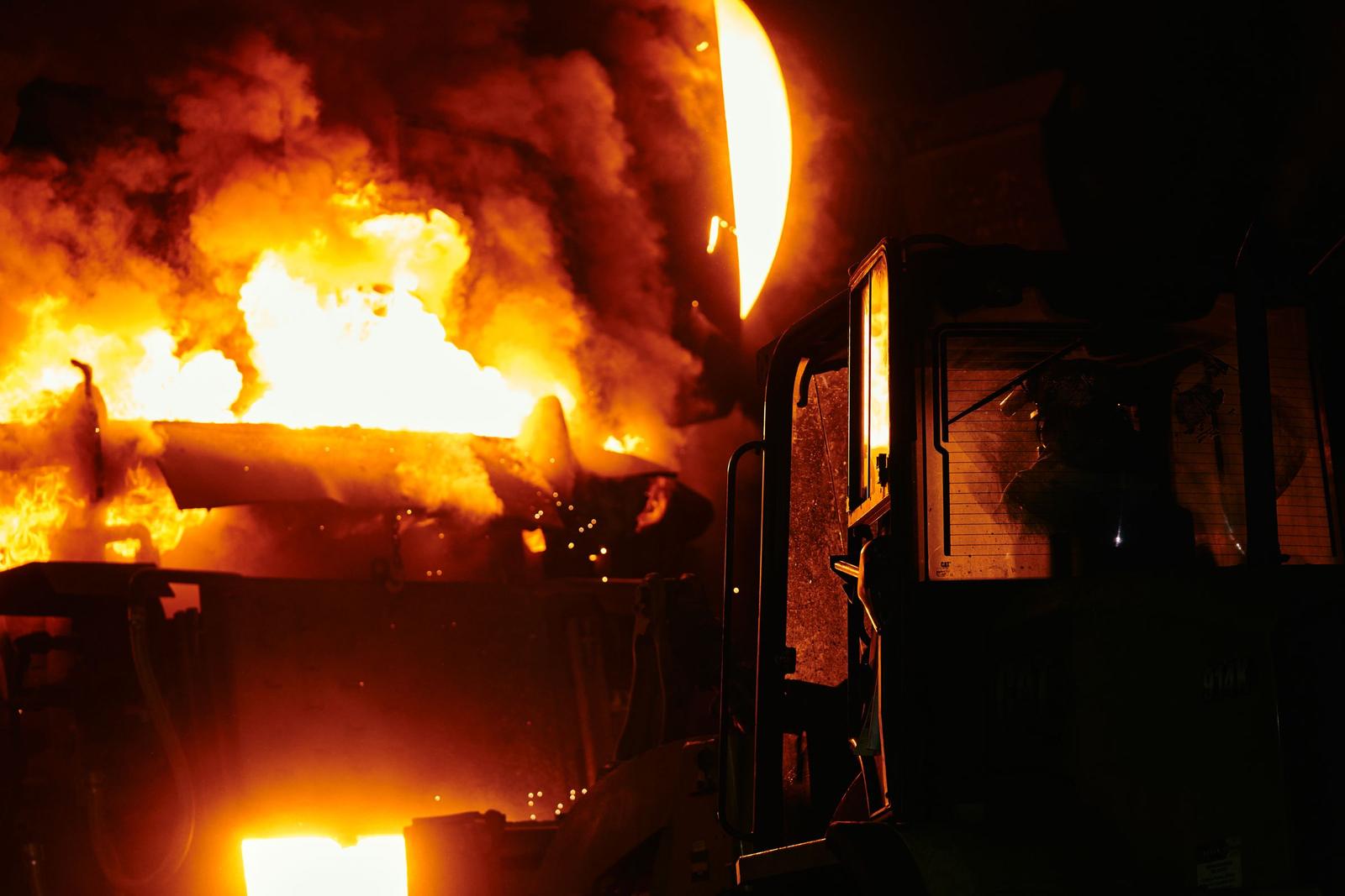 Molten steel being poured (illustrative stock photo)